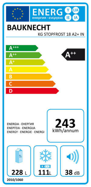 Хладилник с фризер BAUKNECHT KG StopFrost 18 A2+ IN