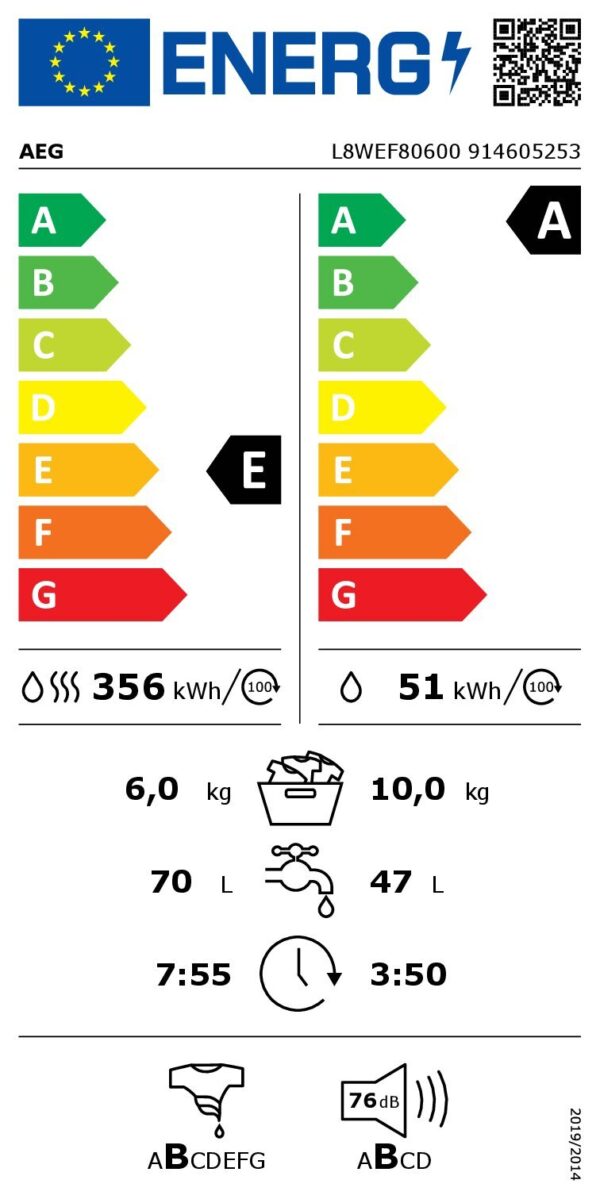 Пералня със сушилня AEG L8WEF80600